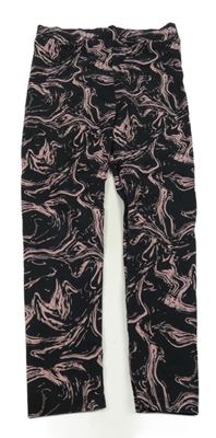 Čierno-ružové vzorované legíny Nutmeg