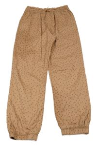 Hnedé bodkovaná é plátenné nohavice H&M