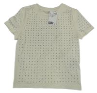 Nové - smetanové crop tričko s plíšky H&M