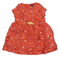 Červené vzorované šaty so žltou mašličkou