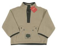 Nové - béžová huňatá mikina s medvědem 