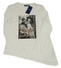 Nové - bílé asymetrické triko s dívkami Tom Tailor