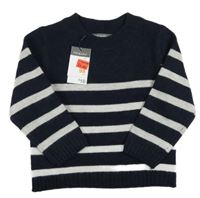 Nové - tmavomodro-sivý pruhovaný sveter Primark