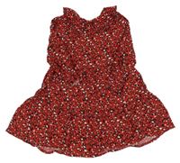 Červeno-čierne leopardí šaty s golierikom Matalan