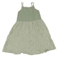 Zelené kvetované rebrované ľahké šaty Primark