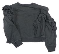Tmavosivá crop mikina s volánikmi H&M