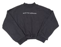 Antracitová crop mikina s nápisom Primark