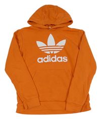 Oranžová mikina s logem a kapucí Adidas