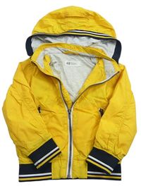 Horčicová šušťáková jarná bunda s kapucňou zn. H&M