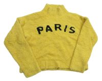Okrový chlpatý sveter s nápisom a rolákom Primark