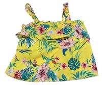 Žltý kvetovaný crop top s volánikom Primark