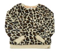 Béžovo-hnedo-čierna kožušinová mikina s leopardím vzorom M&Co.