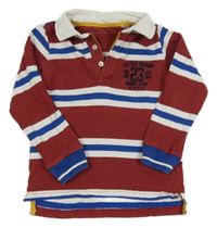 Vínovo-bílo-tmavomodré pruhované polo triko s nápisem Nutmeg