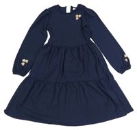 Tmavomodré šaty s gombíky s perlami Only