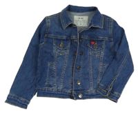 Tmavomodrá rifľová bunda so srdcem