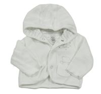 Bílá propínací sametová mikina s medvídkem a kapucí C&A