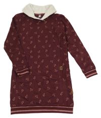 Vínové teplákové šaty s koníky a zatepleným límcem Yigga