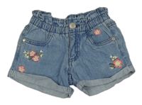 Světlemodré riflové kraťasy s květy Dopodopo