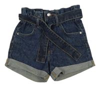 Tmavomodré riflové kraťasy s páskem Denim Co.