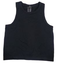 Čierny rebrovaný športový crop top H&M