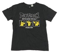 Antracitové tričko s Pikachuem a nápisy H&M