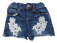 Tmavomodré riflové kraťasy s krajkou Denim Co.