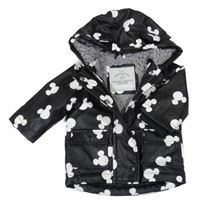 Čierno-biela vodoěodolná zateplená bunda s Mickeym a kapucňou George