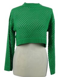 Dámský zelený perforovaný crop svetr H&M