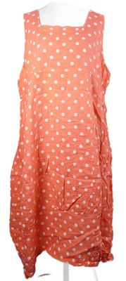 Dámské lososové puntíkované lněné šaty Made in Italy 