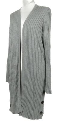 Dámský šedý žebrovaný svetrový dlouhý cardigán M&S