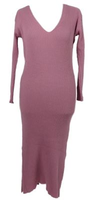 Dámske ružové rebrované svetrové midi šaty In the Style