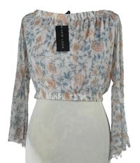 Nové - Dámská světlerůžová kytičkovaná crop tylová halenka New Look 