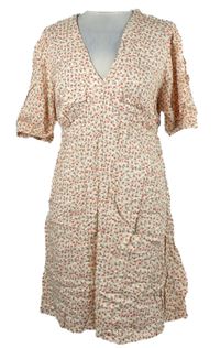 Dámská bílo-růžová kytičkovaná šatová tunika Primark 