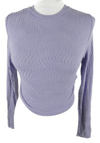 Dámské lila vzorované crop triko se stahováním Primark 
