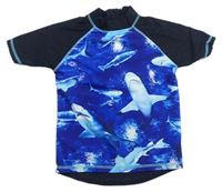 Modro-čierne UV tričko so žralokmi George