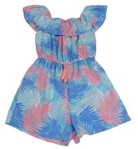 Modro-růžový kraťasový overal s listy Primark