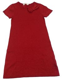 Červené trblietavé úpletové šaty s mašlou H&M