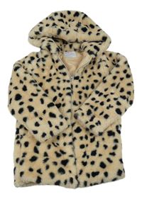 Béžový kožušinový zateplený kabát s kapucňou Primark