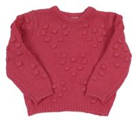 Malinový sveter s bambulkami Primark