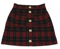 Červeno-čierna kockovaná sukňa s gombíky River Island