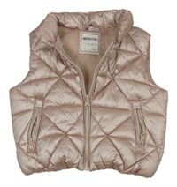 Svetloružová šušťáková lesklá zateplená vesta Minoti