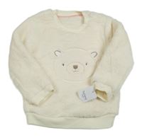 Nové - Smetanová chlupatá mikina s medvídkem Nutmeg