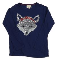 Tmavomodré tričko s liškou z flitrů M&S