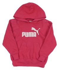 Malinová mikina s logem a kapucí Puma