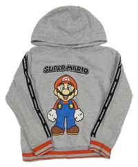Svetlosivá mikina so Super Mario a kapucňou