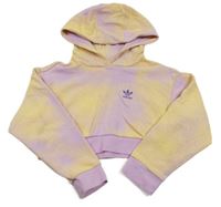 Fialovo-žlutá crop mikina s logem a kapucí Adidas