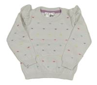 Biely bodkovaná ý sveter s volánikom ERgee