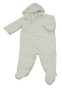 Biela zamatová zateplená kombinéza s liškami a kapucňou C&A