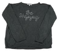 Antracitový ľahký sveter s nápise jcb