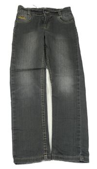 Sivé rifle s výšivkou